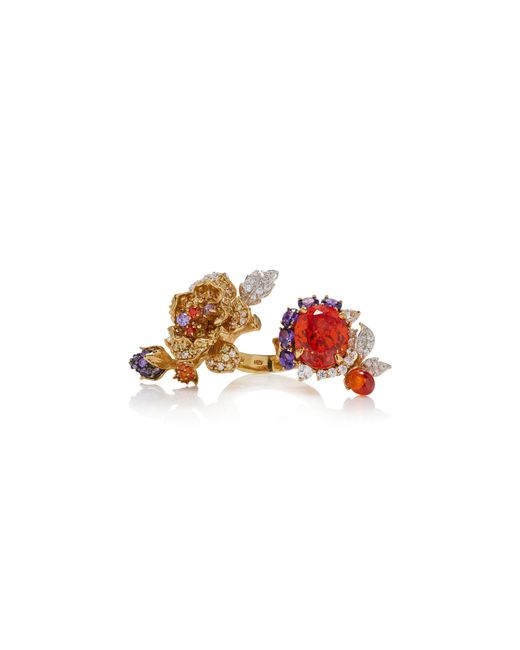 Anabela Chan Multicolor Imperial Delphinium 18k Gold Vermeil Sapphire, Amethyst, And Diamond Ring
