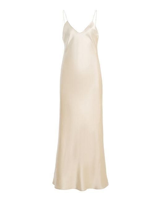 Kallmeyer White Lillian Bias Silk Charmeuse Maxi Dress