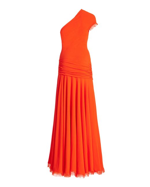 Brandon Maxwell Red The Tess Draped Asymmetric Maxi Dress