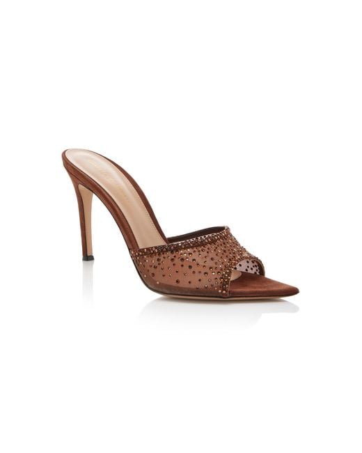 Gianvito Rossi Brown Rania Crystal-embellished Organza Mules