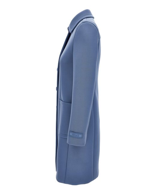 Versace Blue Tailored Wool-blend Coat