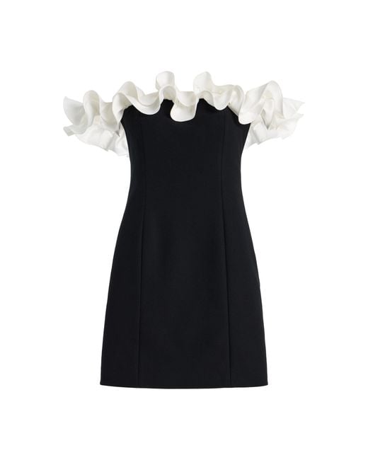 ROTATE BIRGER CHRISTENSEN Black Ruffle-Trimmed Crepe Mini Dress