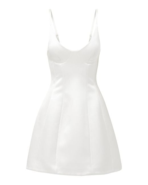 Brandon Maxwell White Bonded Bustier Silk Mini Dress