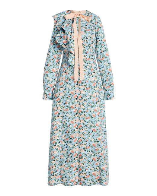 Ulla Johnson Blue Sofia Printed Cotton Maxi Dress