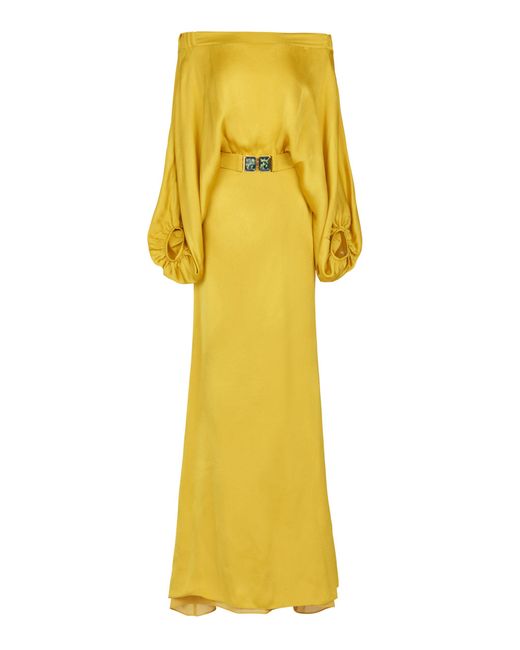 Silvia Tcherassi Yellow Lorella Off-the-shoulder Gown
