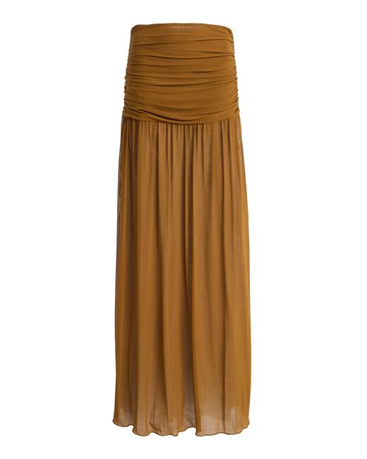 Moré Noir Natural Nova Ruched Jersey Maxi Skirt
