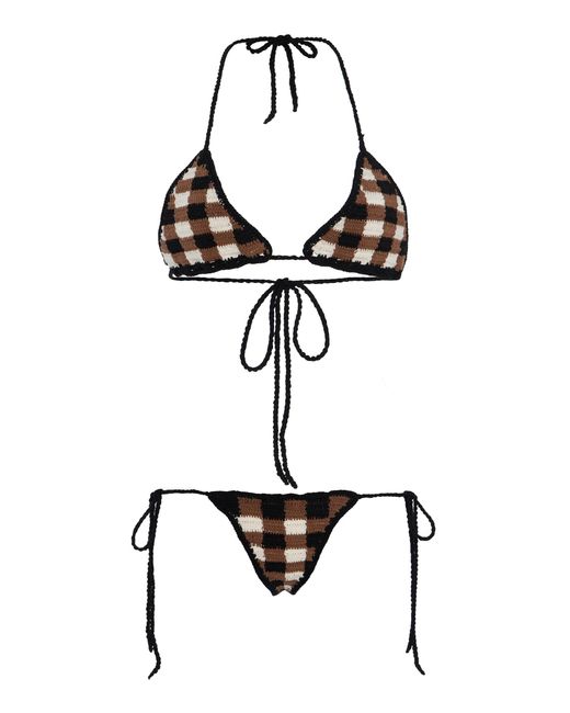 Akoia Swim Black Exclusive Riviera Gingham Crochet Bikini Set