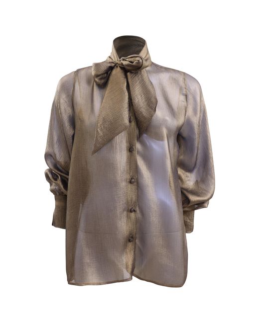 Francesca Miranda Brown Oro Silk Chiffon Blouse
