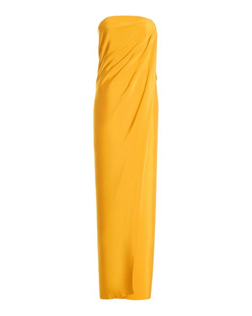 Atelier Prabal Gurung Yellow Four-Ply Silk Crepe Hand-Draped Knotted-Bustier Dress