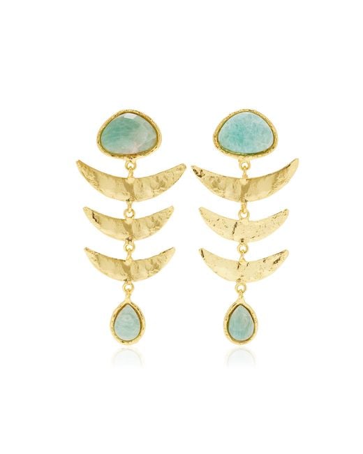 Sylvia Toledano Metallic Happy Fish Golden Brass Amazonite Earrings