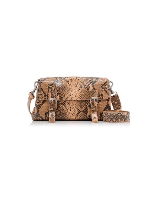 Dries Van Noten Pink Python-Effect Leather Satchel Bag