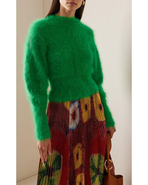 Ulla Johnson Emira Fuzzy Angora-blend Knit Sweater in Green | Lyst