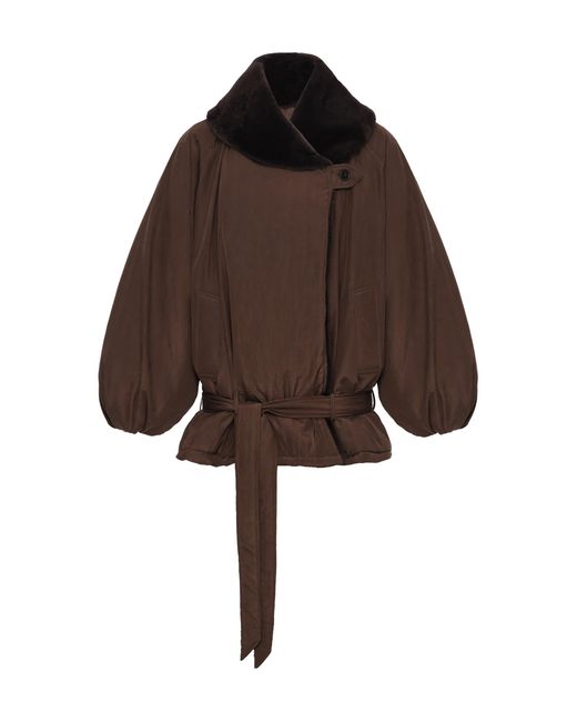 Magda Butrym Brown Faux-Fur Trimmed Silk Jacket