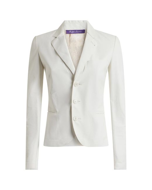 Ralph Lauren White Mita Tailored Leather Blazer
