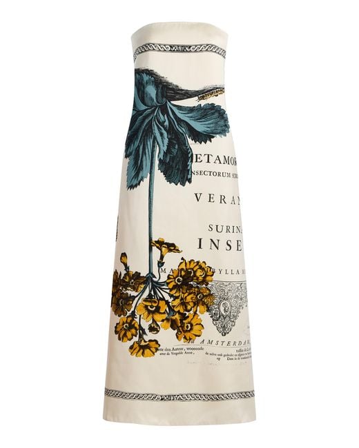Erdem White Floral-Printed Midi Cocktail Dress