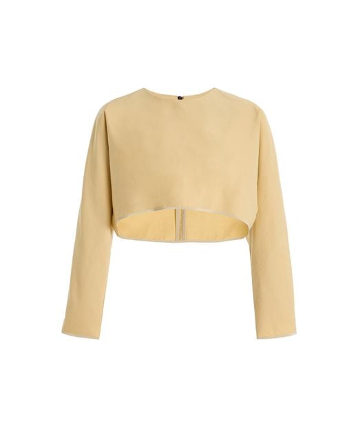 Maticevski White Shoreline Cropped Cotton Top