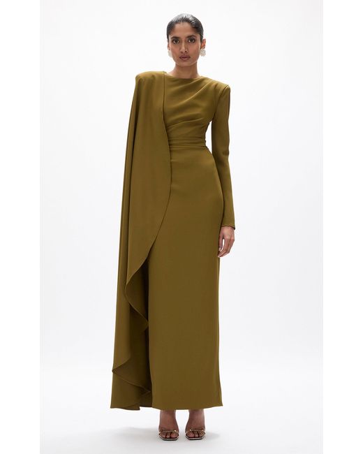 Rachel Gilbert Green Dion Cape Maxi Dress