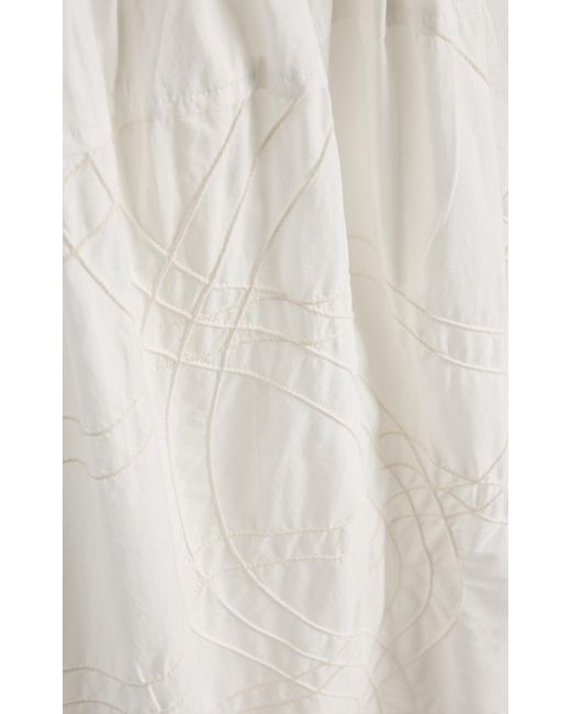 Sea White Camden Shirred Cotton Poplin Midi Skirt