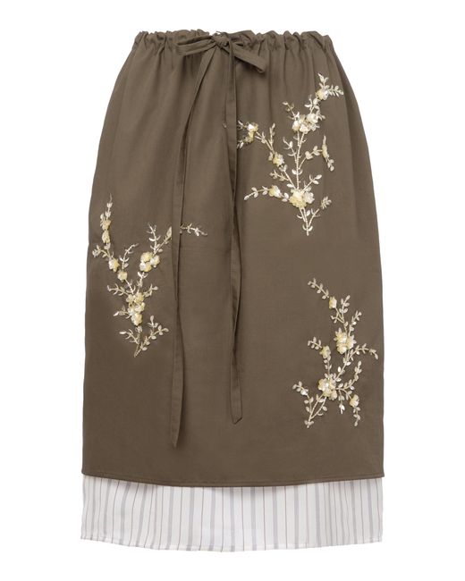 DES_PHEMMES Brown Embellished Cotton Knee-Length Skirt