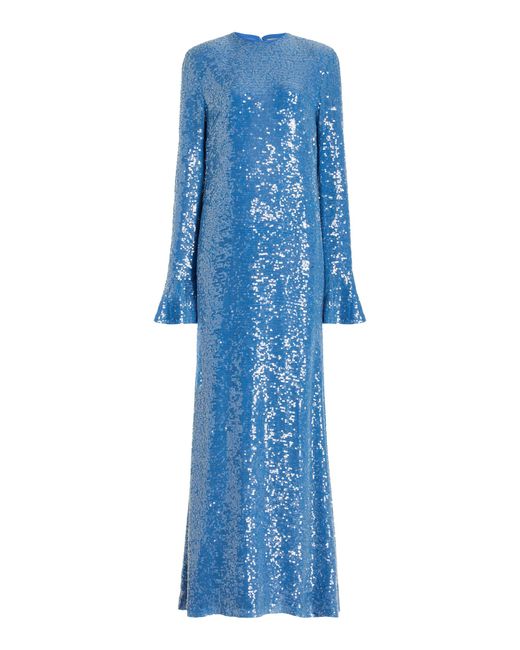 LAPOINTE Blue Sequined Maxi Dress