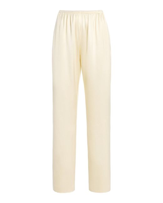 Brandon Maxwell Natural Cress Cropped Silk Pants