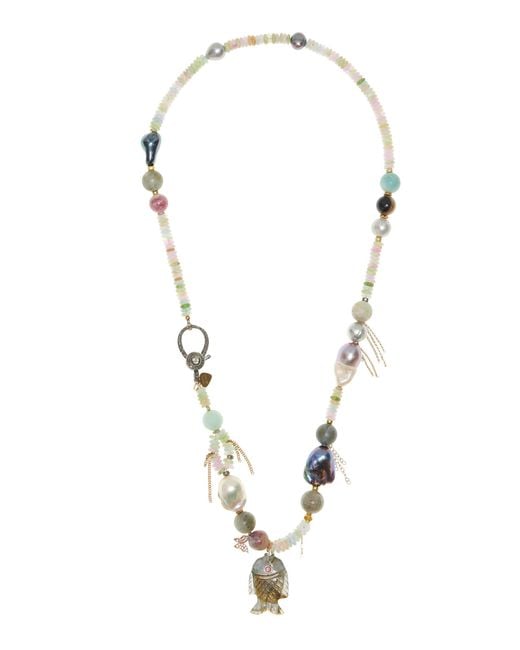 Joie Multicolor Pastel Cotton Candy Glow Fish Diamond Rockstar Necklace
