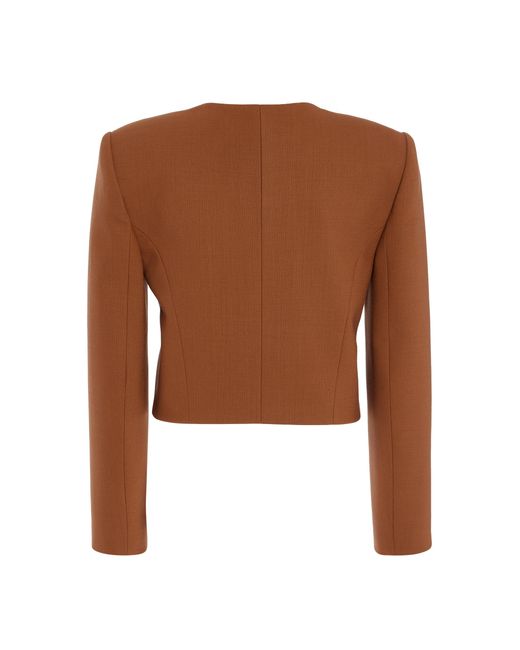 Carolina Herrera Brown Cropped Wool Jacket