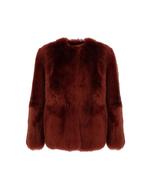 Zeynep Arcay Red Shearling Jacket
