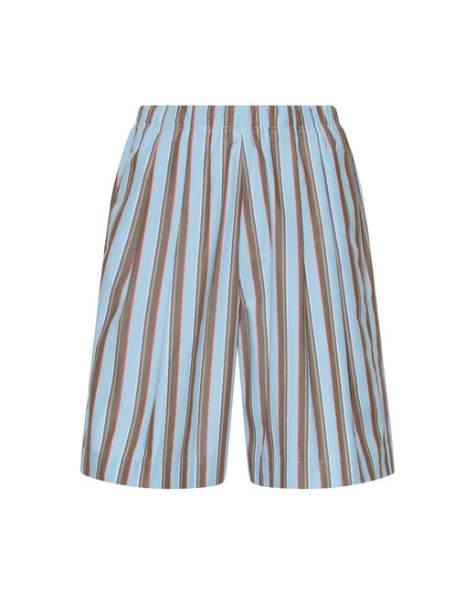 OSSOU Blue Celeste Wide-Leg Cotton Shorts