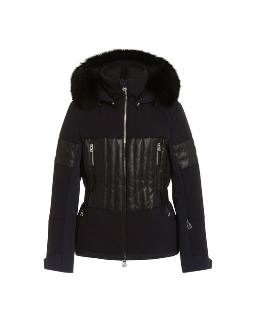 Toni Sailer Black Aggi Fur-trimmed Leather-paneled Ripstop Ski Jacket