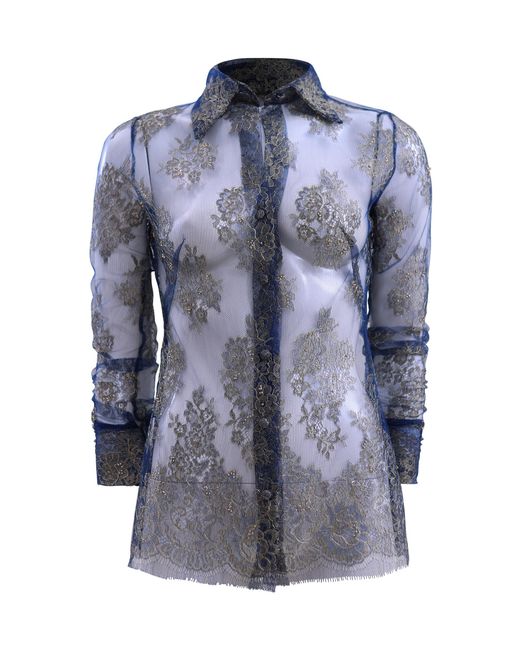 Francesca Miranda Blue Arena Sheer Blouse