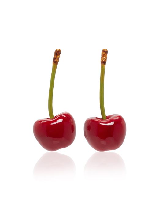 Jacquemus Red Cerise Enameled Cherry Earrings