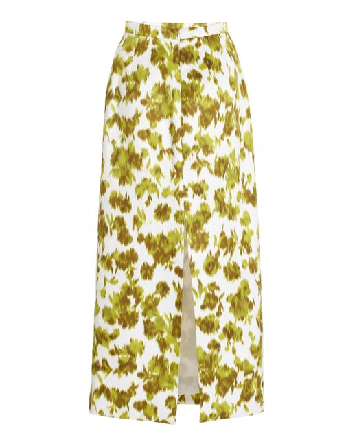 Michael Kors Yellow Duchesse Satin Midi Column Skirt