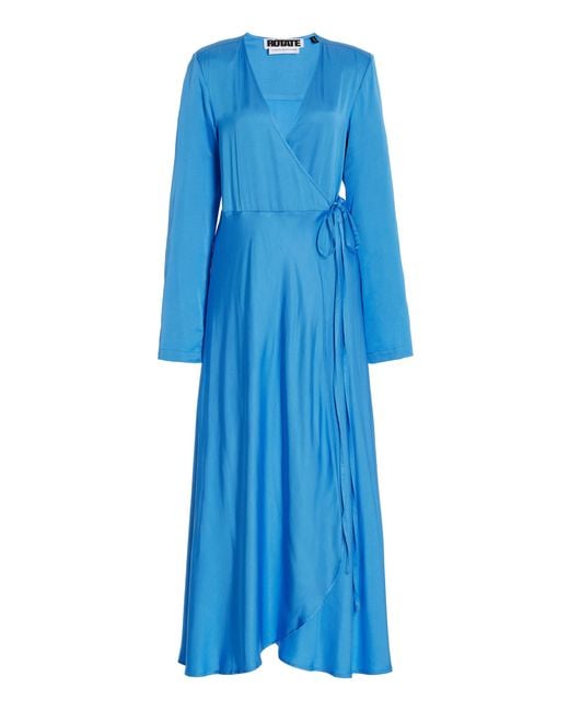 ROTATE BIRGER CHRISTENSEN Magna Jersey Midi Wrap Dress in Blue | Lyst ...