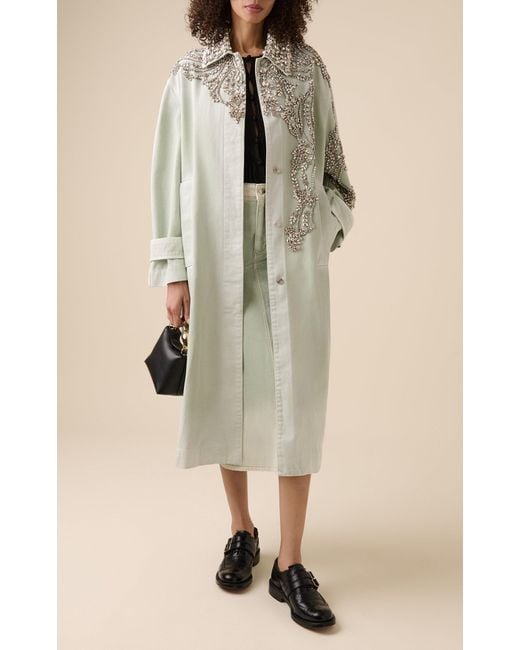 Erdem White Embroidered Cotton Coat