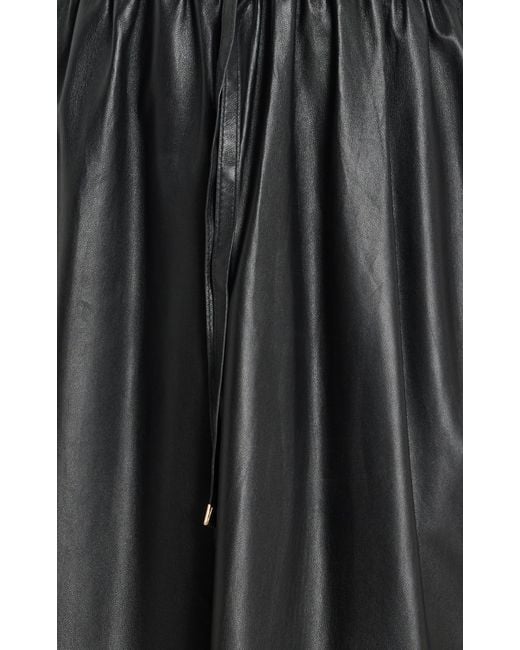 Altuzarra Black Fiona Shirred Leather Midi Dress