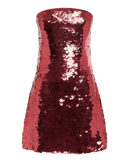 Alex Perry Red Strapless Sequined Mini Dress