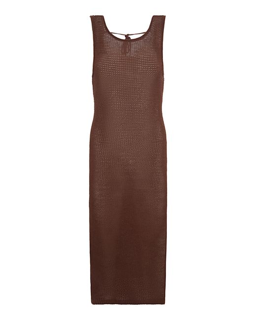 Onia Brown Linen Knit Scoop Back Maxi Dress