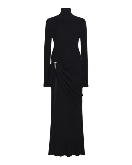 Brandon Maxwell Black The Lainey Draped Knit Gown