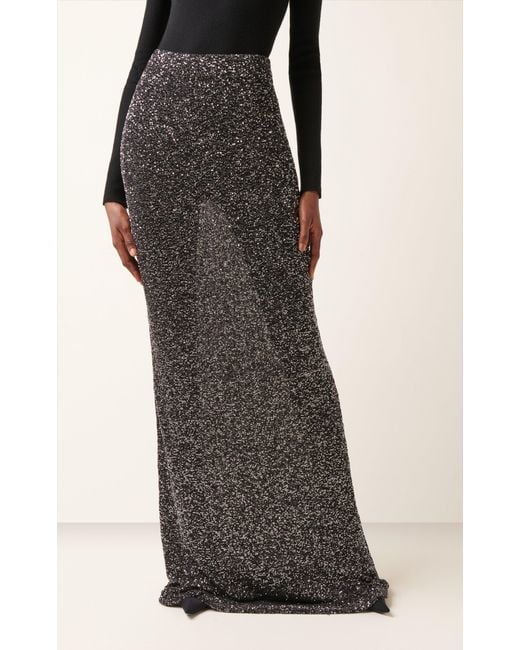 Balenciaga Gray Sequined Jersey Maxi Skirt