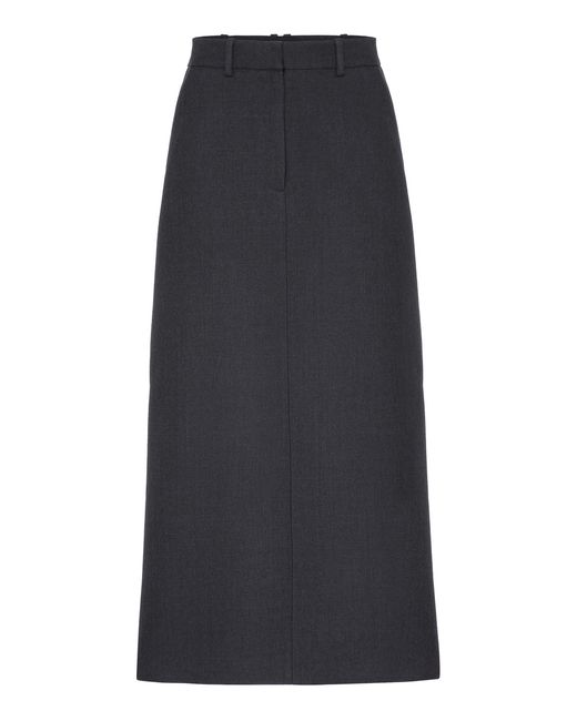 Magda Butrym Black Mid-Rise Wool Midi Skirt