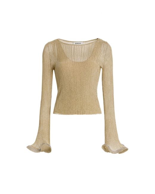 Jonathan Simkhai White Maebry Metallic Plisse Top