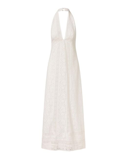 ROAME. White Kasey Paisley Lace Halter Maxi Dress