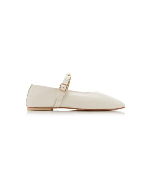 Frēda Salvador White Jane Embellished Leather Ballet Flats