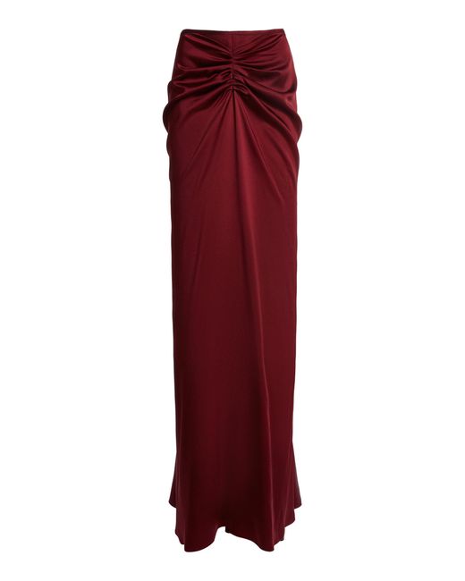 Victoria Beckham Red Isabella Ruched Maxi Skirt