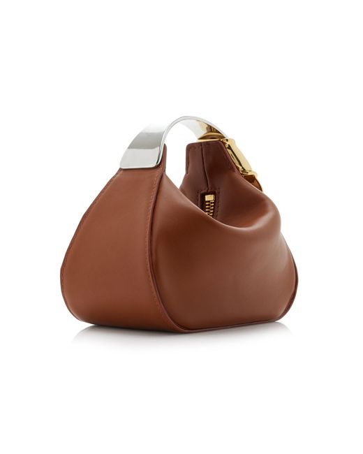 Brandon Maxwell Brown The Dottie Mini Leather Hobo Bag