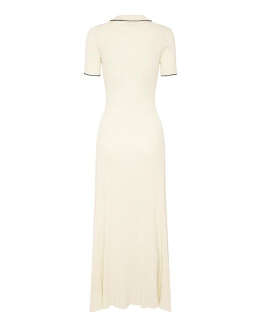 Anna Quan Laurel Ribbed-knit Cotton Maxi Polo Dress in White | Lyst