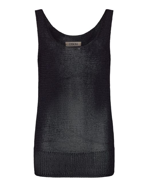 OSSOU Black Zahara Scoop-Neck Knit Tank Top
