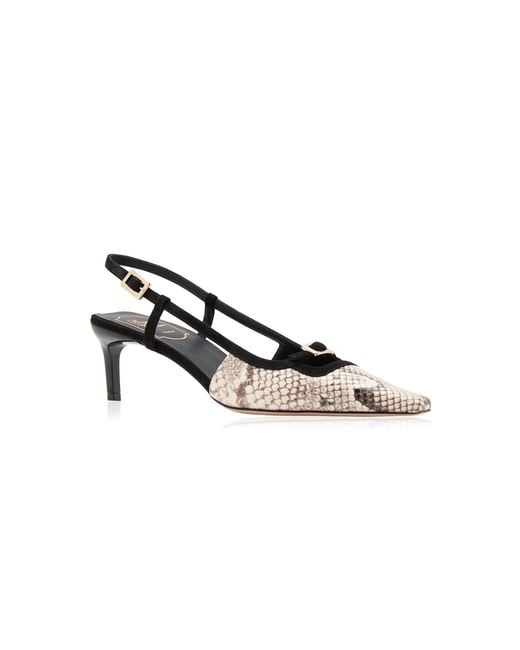 Roger Vivier Multicolor Python-Effect Leather Slingback Pumps