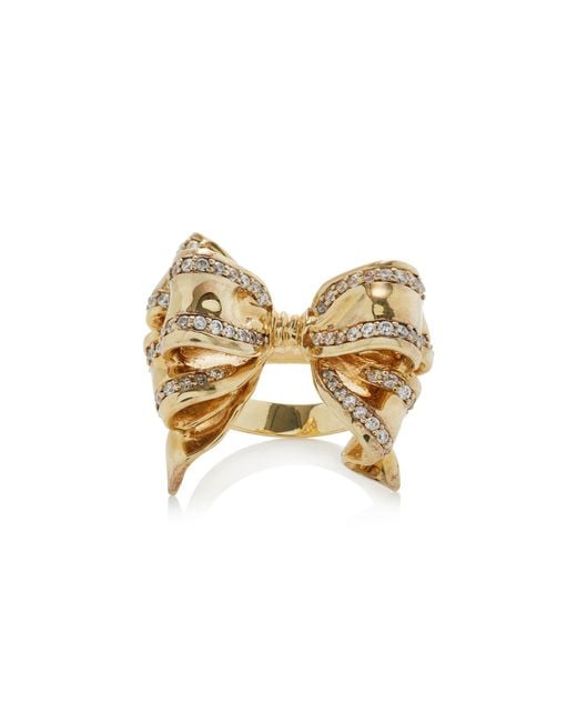 Anabela Chan Metallic Golden Bow Diamond Ring
